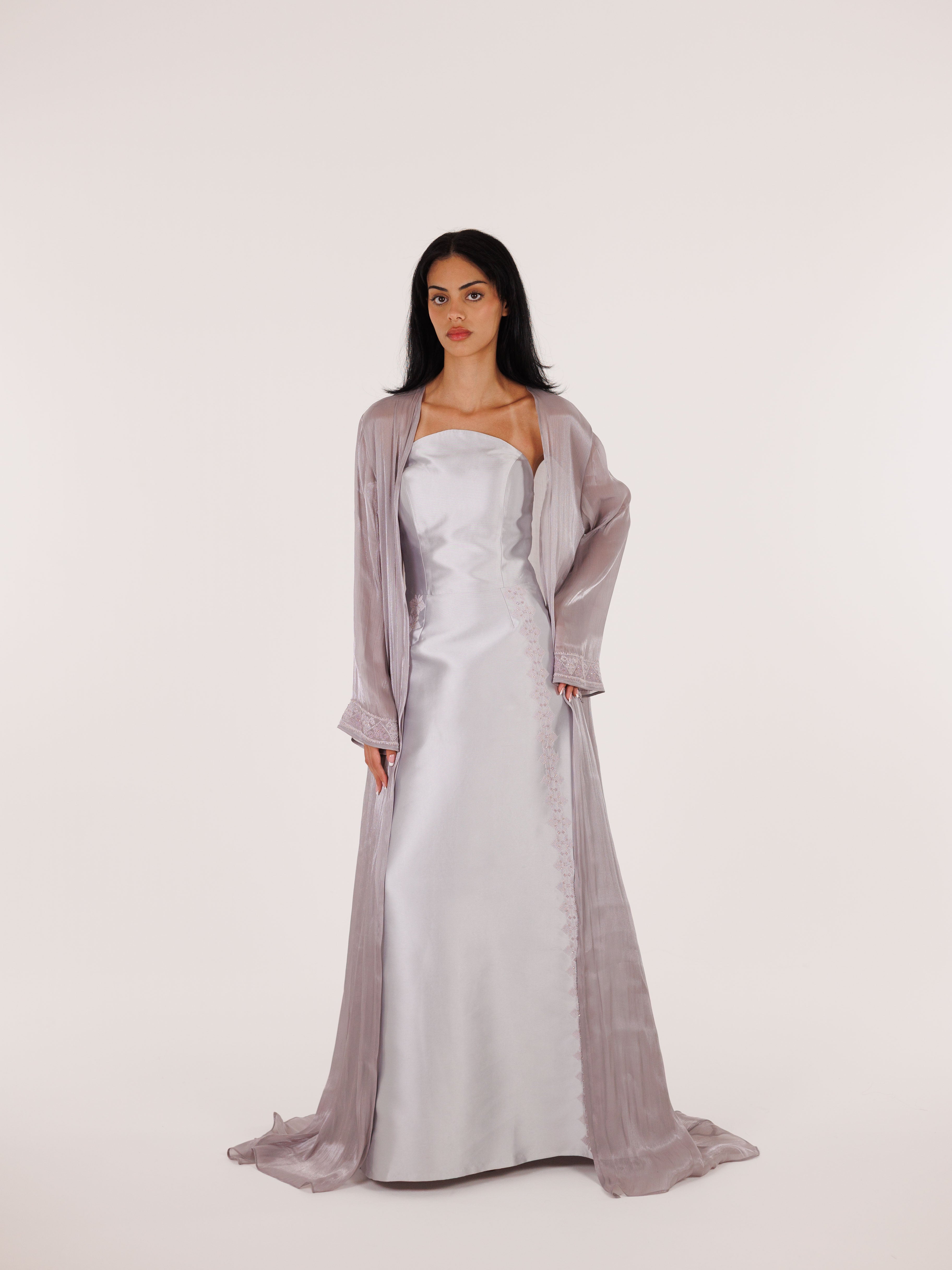 Ayn Kabeera Strapless Dress + Abaya Set - Maxi - Lilac