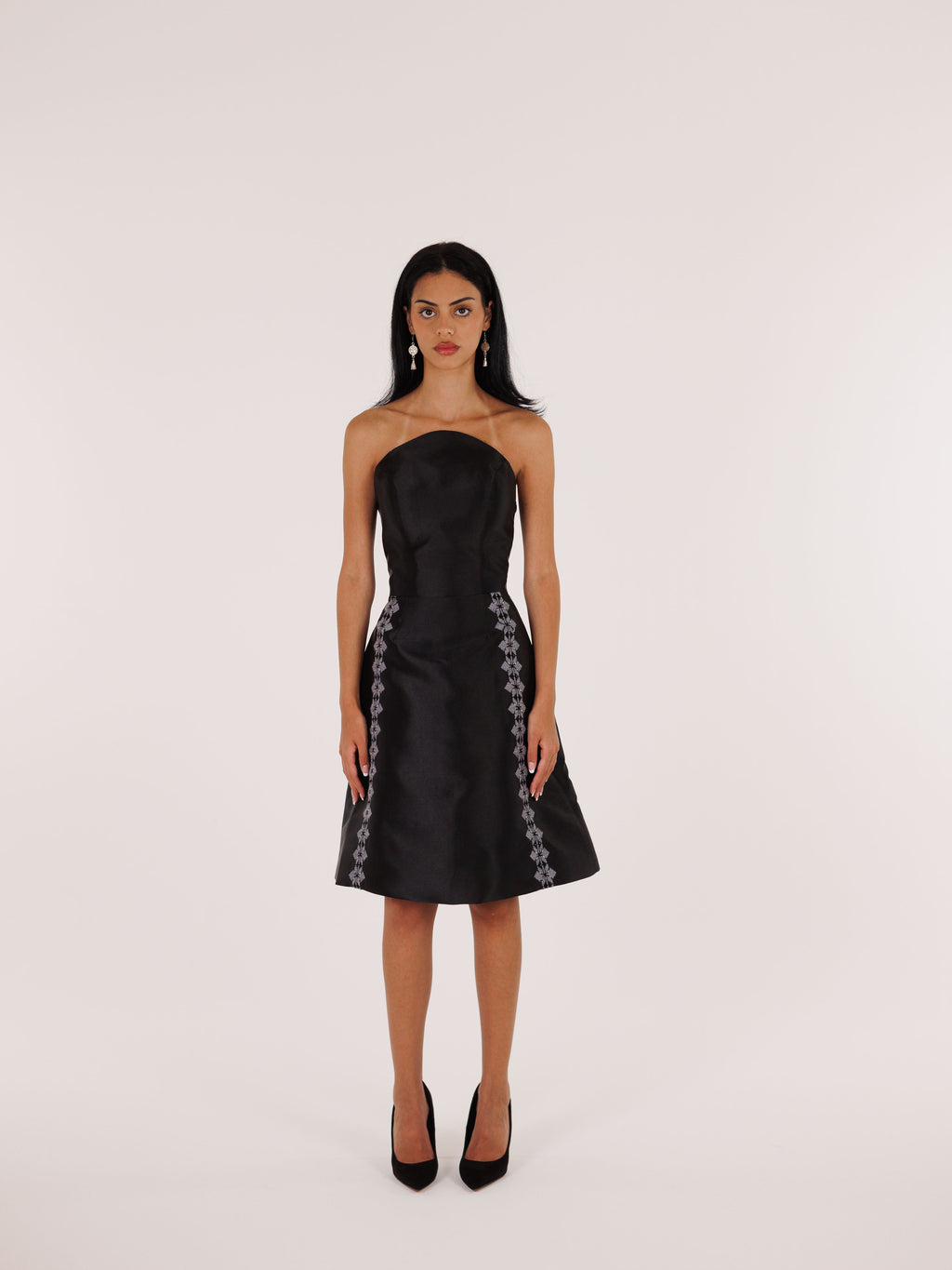 Ayn Kabeera Strapless Dress + Abaya Set - Midi - Black