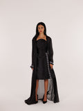 Ayn Kabeera Strapless Dress + Abaya Set - Midi - Black