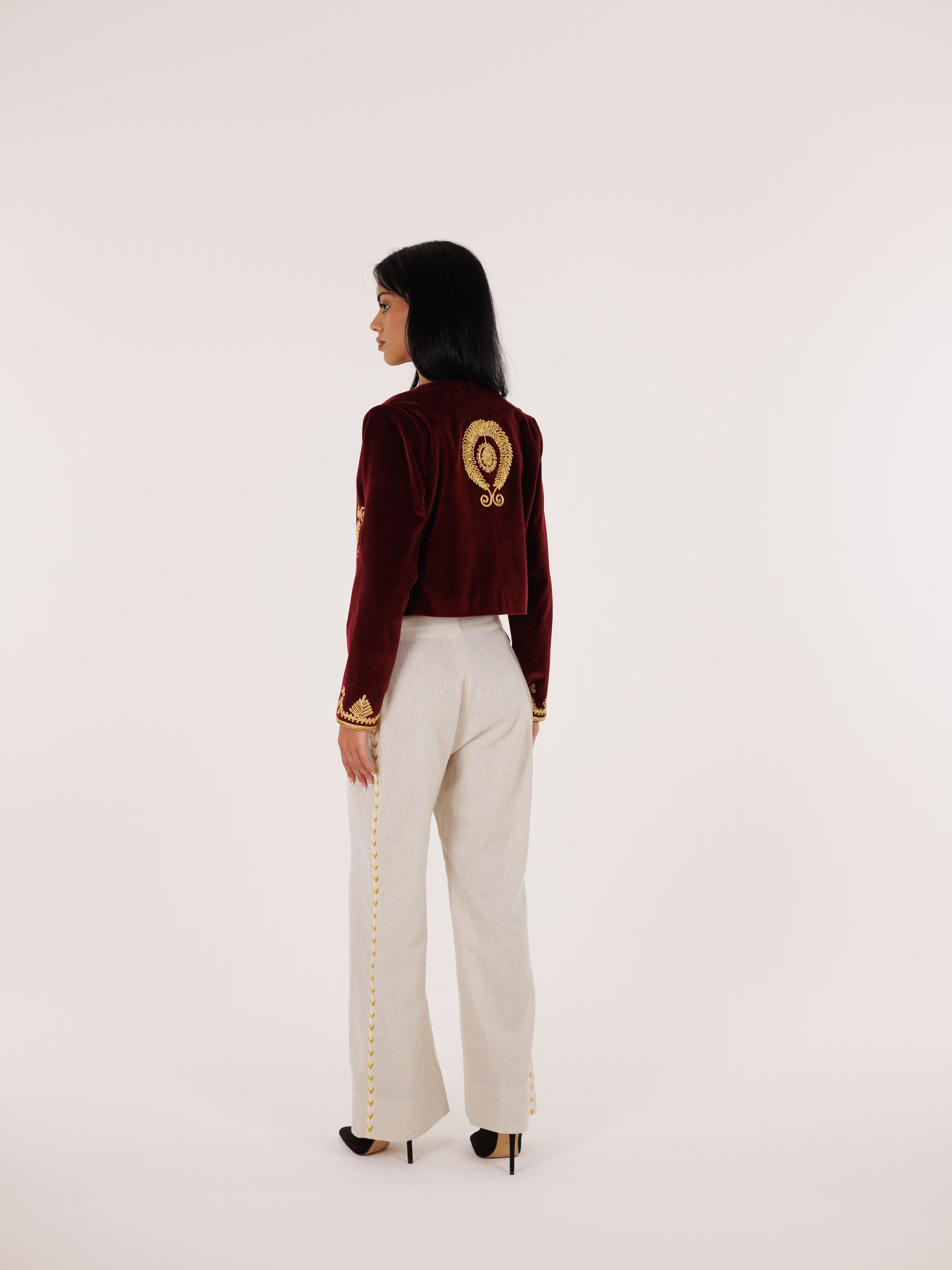 Cropped Taqsirah Jacket - Burgundy