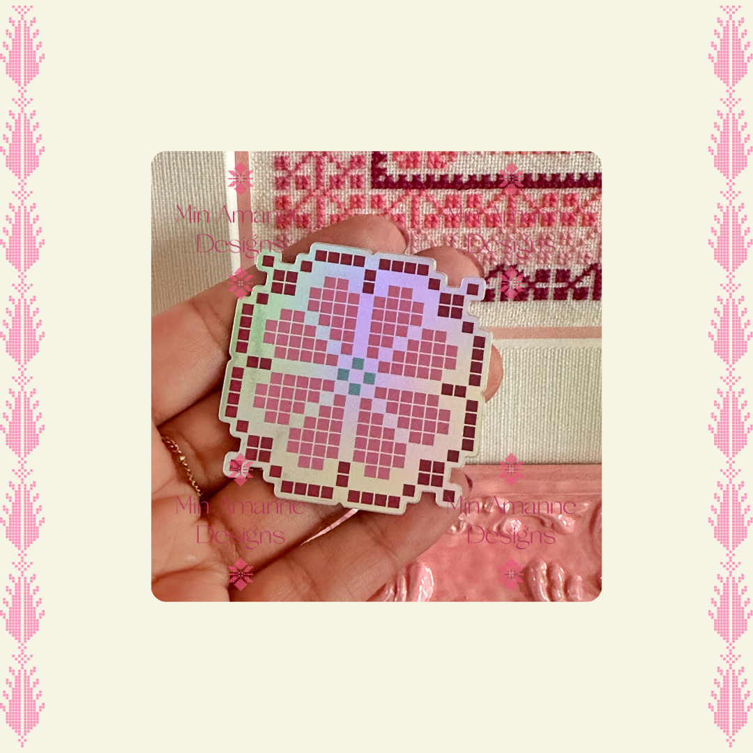 Damask rose tatreez sticker