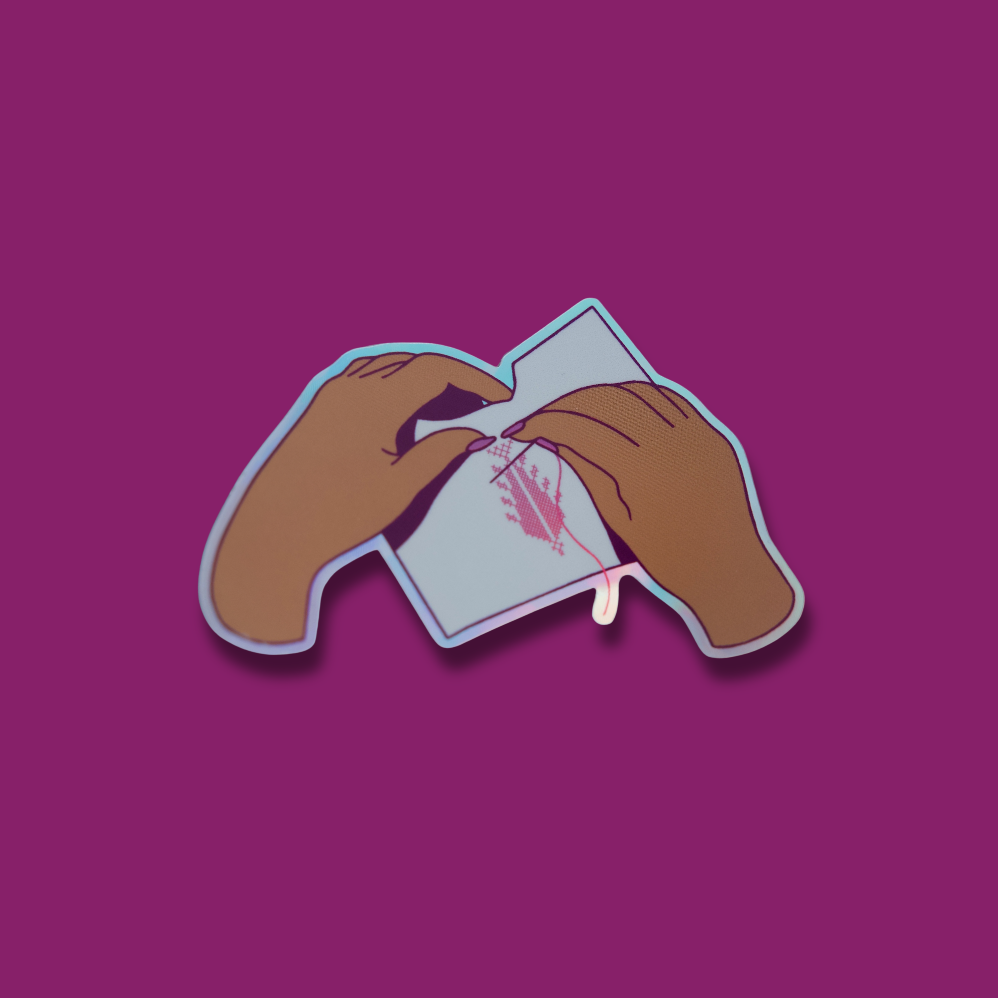 Stitching Hands Sticker