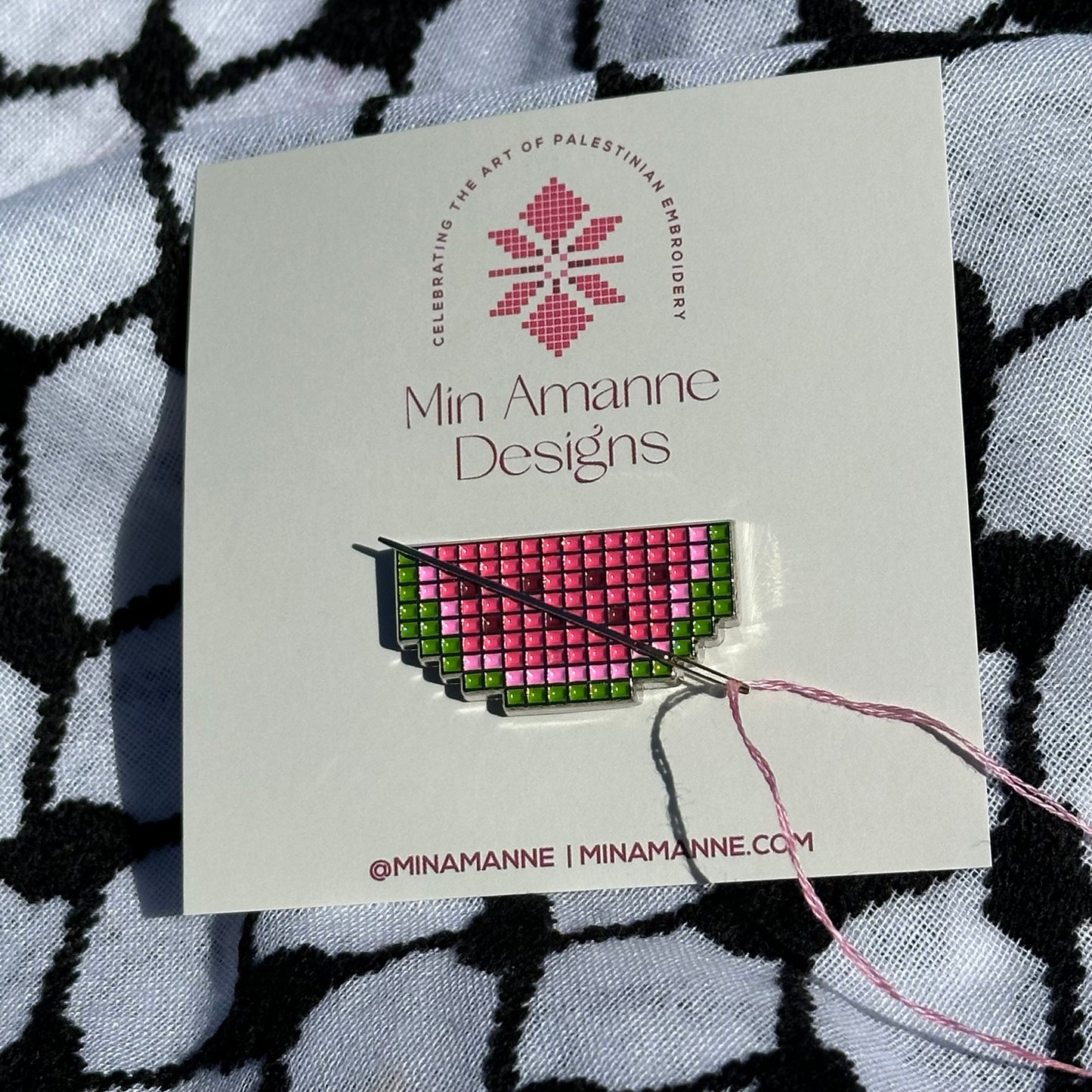 pink watermelon tatreez needle minder